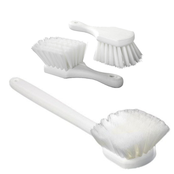 Nylon Bristles Utility Brushes - White Plastic Handle